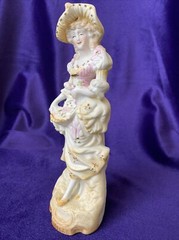 VTG Bisque Edwardian Lady Figurine – Fern Importation- Hand Painted-Japan