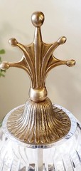 Pair of Hollywood Regency Cut Crystal Sphere Brass Finial Decor 17″ & 12″