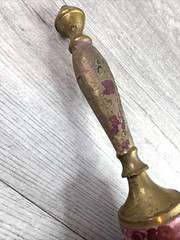 Vintage Unbranded Hand Painted Floral Brass Bell 9.25”