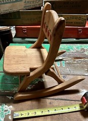 Vintage Doll Wooden Folding Rocking Chair w/ Apples