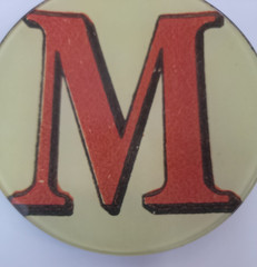 John Derain Red Letter “M” Signed 5.25 Plate Decoupage Hand Blown Glass New York