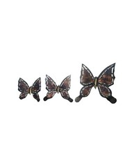 3 Vintage Home Interior Metal Brass Copper Tin Butterflies Wall Decor