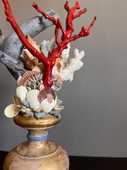 Vintage Italian Baroque Grotto Style Giltwood Faux Red Coral & Driftwood Article