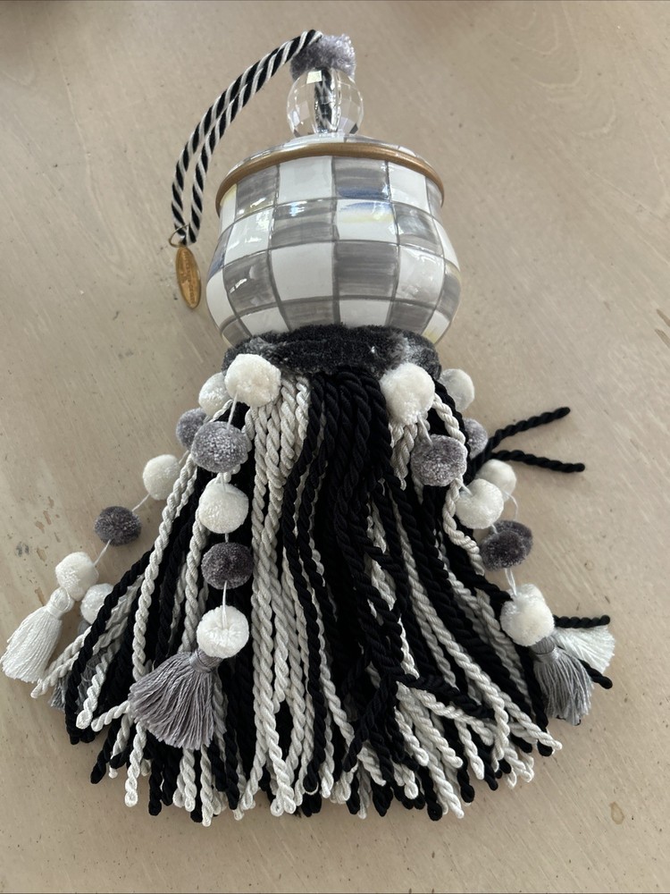 MacKenzie Childs Sterling Check Tassel – Gorgeous – Brand New! With Tags