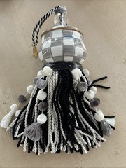 MacKenzie Childs Sterling Check Tassel – Gorgeous – Brand New! With Tags