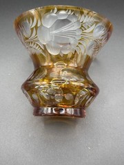 Hand Cut Cased Crystal 2 Piece Set Small Vase And Covered Box Rare And Unique!