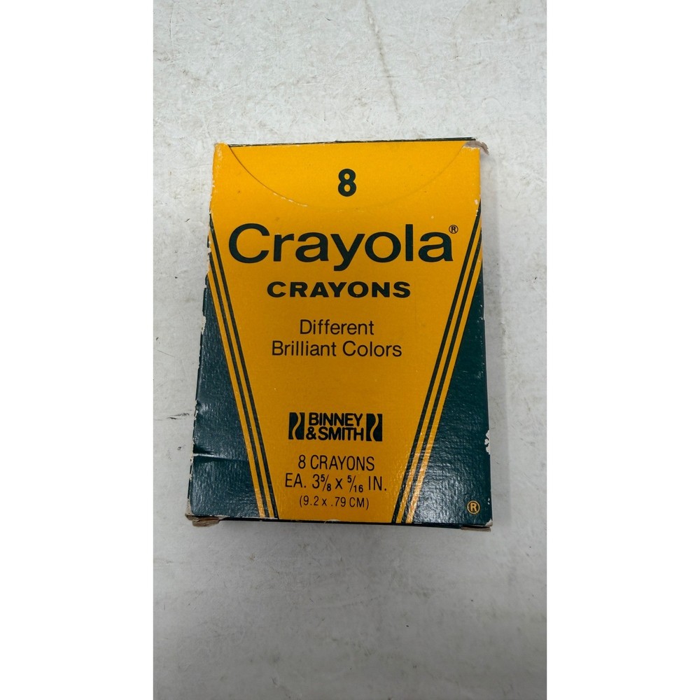 Vintage Crayola 8 Count Crayons Binney & Smith Yellow Green Box Made in USA