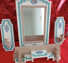 Vintage Home Interiors Southwest Aztec Mirror/Shelf/Candle Sconces
