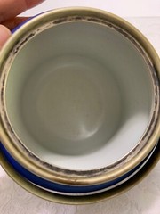 Wedgwood Jasperware Biscuit Barrel Antique Classic Edwardian Dark Blue EPNS Lid