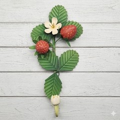 Tole Strawberry Fruit Wall Hook Toleware White Flower Farmhouse Cottagecore 8″