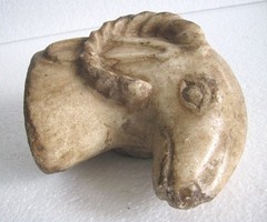 ANTIQUE MARBLE RAM GOAT STATUE BUST HAND CARVED