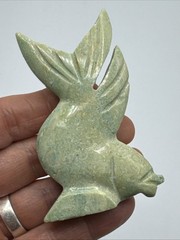5 Vtg Hand Carved Green Moss Agate Jasper Stone Koi Fish Sculpture Decor 3″ tall