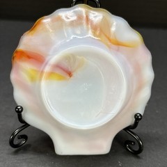 VTG Akro Agate Slag Glass Orange Swirl Clam Shell Trinket Dish Soap #246 USA