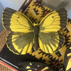 Vintage Butterfly Set Wall Hangings Imports Inc Resin 2006 Heavy Monarch Yellow