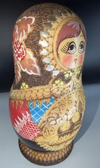 Wood burned Nesting/Traditional. 9.5 Piece Painted Detail – SIGNED. Russian