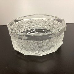 Hoya Mikasa Crystal Frosted Floral Bowl 1980s W. Germany Heavy weighs 7lbs 4oz