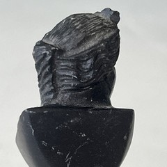 Antique Grand Tour Black Carved Lava Neoclassical Bust Figural Seal 19th C Italy