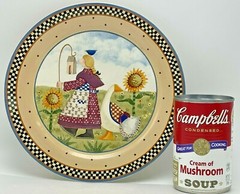 Williraye Studio Plate Girl Holding Birdhouse 1999 Fall Sunflowers Farm Goose