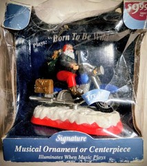 Santa On Motorcycle Musical Ornamental Signature Collection Born To Be Wild Xmas