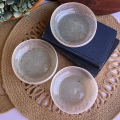 Vintage Hand Blown Clear Art Seed Bubble Glass Sauce Bowls Set Of 3
