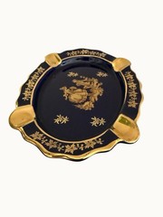 Vintage Limoges France Cobalt Blue Gold Porcelain Ashtray Courting Trinket Dish