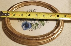Two Vintage 1974 Handpainted Floral Portraits on Fabric Framed Ready to Hang