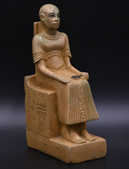 Authentic Ancient Egyptian Seated Statue Of Amenhotep Inscribed Stone Figure BC