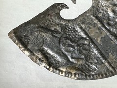 PHENOMENAL PRE-COLUMBIAN SILVER JAGUAR EFFIGY NOSE RING PENDANT GORGET PERU, COA