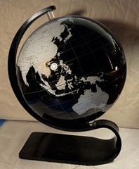 Replogle Black Lucite Globe 12” Modernist Desk Table Globe Sculptural Base