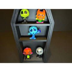 Gothic Coffin Display Shelf Black Halloween Decor Mini Figure Doorables