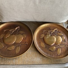 Pair Of Vintage Syroco Wood Wall Decor Plate W/Apples From Syracuse, NY 9.5 In.