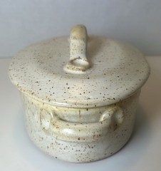 Parsley Pottery Cream Speckled Oval Dish with Lid