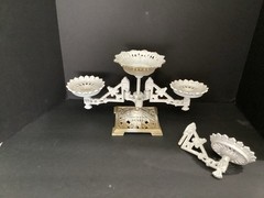 Vintage Cast Iron Metal Tabletop Candle Or Plant Holder Swivel Arms