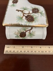 Vintage Pine Cone Design Trinket Jewelry Dish NW-PC-9 White and Gold