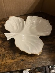 Vintage Lenox Leaf Dish Gold Trim 8.5”x8” Made in USA