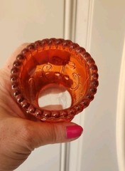 Vintage Orange Glass Toothpick Holder ~w Dragon Fly