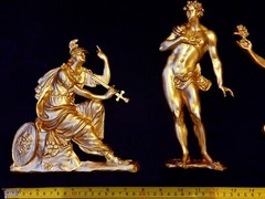 FRENCH ANTIQUE LOUIS XIV GILT DORE RESIN WALL STATUES RELIEF MOULDING DECORATION