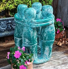 TABLE vtg circle of friends mayan aztec mexican candle garden sculpture western