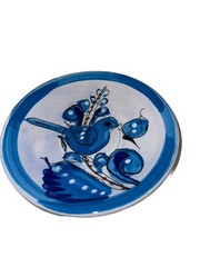 Tonala Mexican Cup Saucer Artisan Handcrafted Cobalt Blue Bird