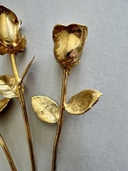 Three Steven Singer 24kt Gold Plated Rose Flowers NEW LOWER PRICE!