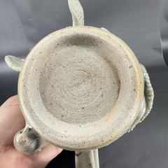 Hand Made Stoneware Pottery Large Heavy Mug Cup 3D Sea Creatures Marked Handle
