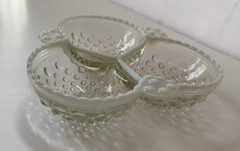 Vintage Anchor Hocking Moonstone milk white and clear candy dish