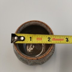 Miniature Studio Art Pottery Yarn Bowl 2″ Signed Drip Glaze Small Holder Ring