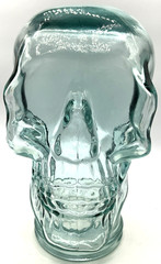 Aqua Blue Life-Size Glass Human Skull Mannequin Head Halloween Horror Goth Jar