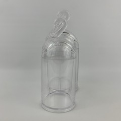 Vintage Double Swan Clear Plastic Bath Canisters Cotton Balls and Swabs Holder