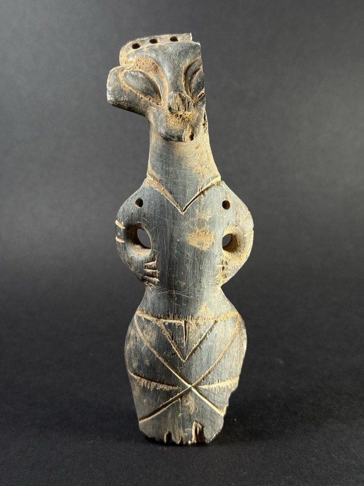 RARE ANCIENT VINCA NEOLITHIC STONE CARVED STATUETTE OF ALIEN LIKE FIGURINE