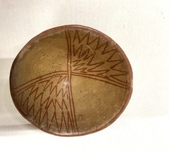 Pre-Columbian Hand Painted Pedestal Bowl- 5 1/2″ diameter, 3 1/2″ tall