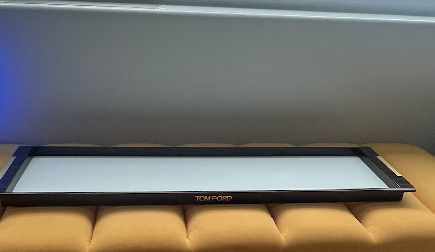 Tom Ford Luxury X-Large Wooden Tray White Black Gold Handles 32“x8″x1.25″