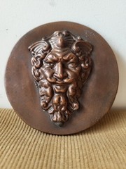 Gothic Devil Face Plaque Bronze Finish Grotesque Mask Dark Decor