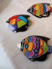 Brazilian Painted Decorative Fish Wall Hangings From JERIARTE of Brazil Set Of 3